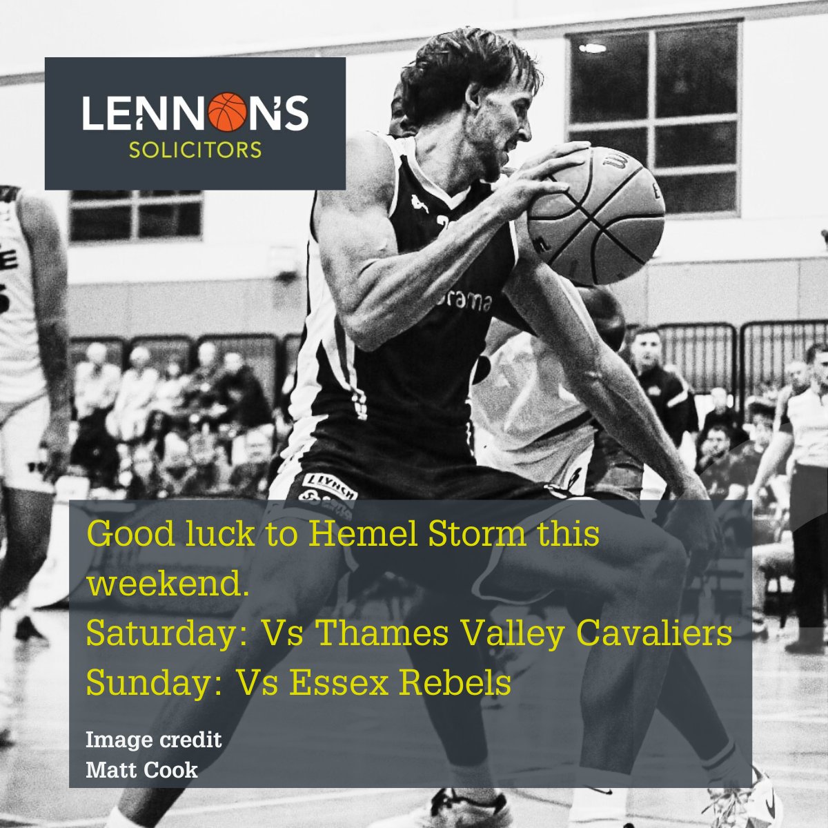 LennonsSols's tweet image. 🏀 It's a big weekend for @hemelstorm, they're playing at home against the Thames Valley Cavaliers today and away against the Essex Rebels tomorrow.

Best of luck for both matches from all of us at Lennon's.

#proudsponsors #basketball #localteam