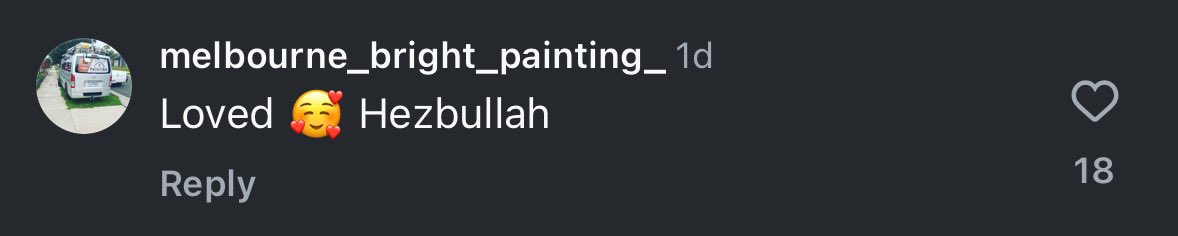 All these people proudly cheering for Hezbollah &amp; labelling them as “resistance fighters” live comfortably in Australia.

If you use the privilege &amp; freedom granted to you by secular liberal democracies to support terrorists &amp; dictatorships abroad, you don’t deserve to live here.