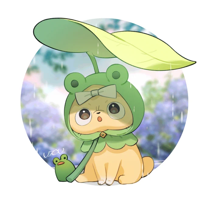 89匹目雨だ…寒いし…ということでいきなり6月のようなビジュアルのきんちゃく#101匹きんちゃく #きんちゃくの絵 