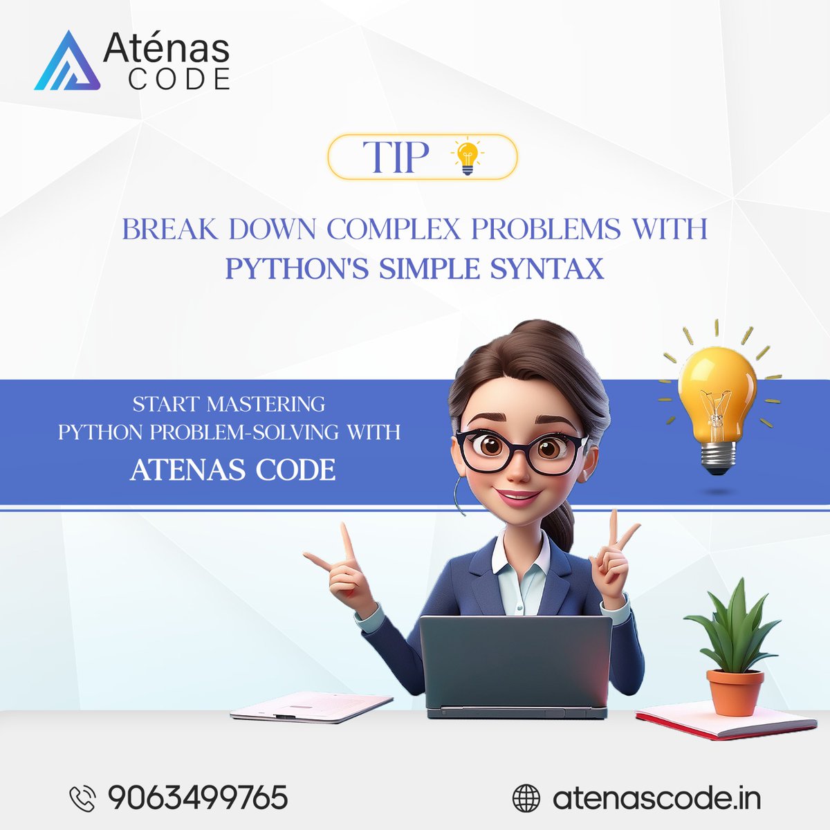 atenascodehyd's tweet image. Ready to level up your coding skills? At Atenas Code, we offer expert-led programs that will help you master the art of Python problem-solving.

#atenascode #pythonproblemsolving #learntocode #pythonmastery #codingbootcamp #problemsholver #futureoftech #codingcareer #programming