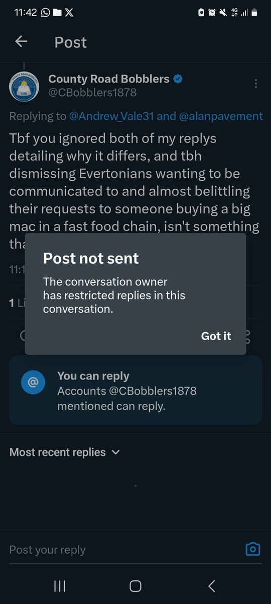 Complain I didn't reply then stop me replying. Interesting