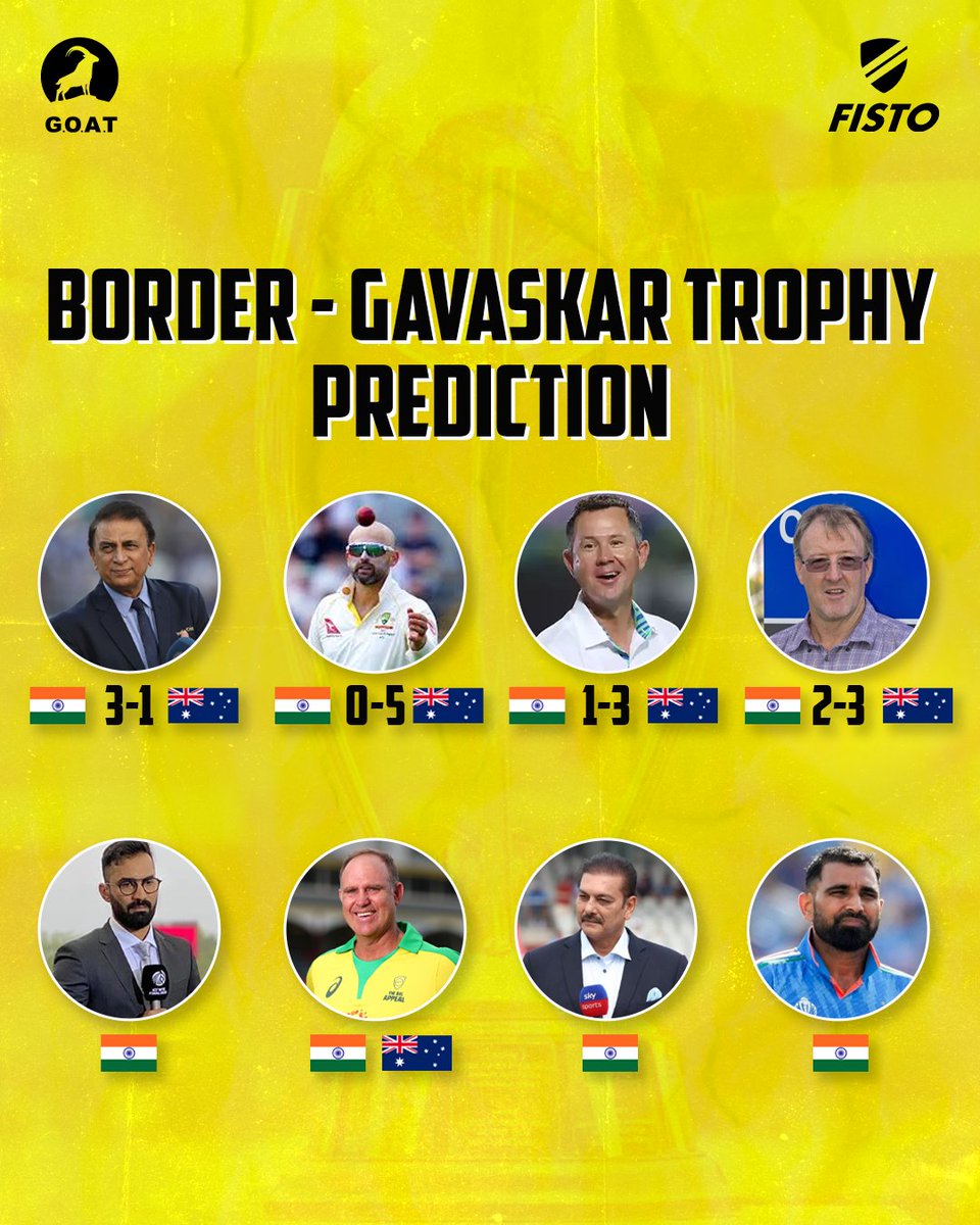 What are your predictions for the BGT this year?🤔
Tell us in the comments below 👇🏼 

#cricket #teamindia #bordergavaskartrophy #sunilgavaskar #indiavsaustralia #goforglory