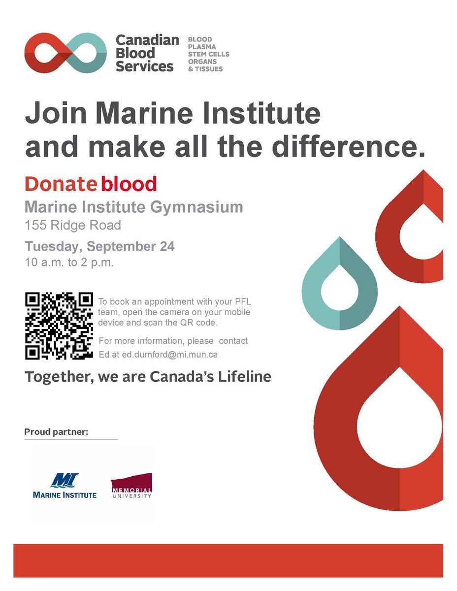 Ed Durnford (@durnforded) on Twitter photo Please drop by the <a href="/marineinstitute/">Marine Institute, Memorial University</a> gym on Tuesday to donate blood and help save a life. Please drop by the <a href="/marineinstitute/">Marine Institute, Memorial University</a> gym on Tuesday to donate blood and help save a life.