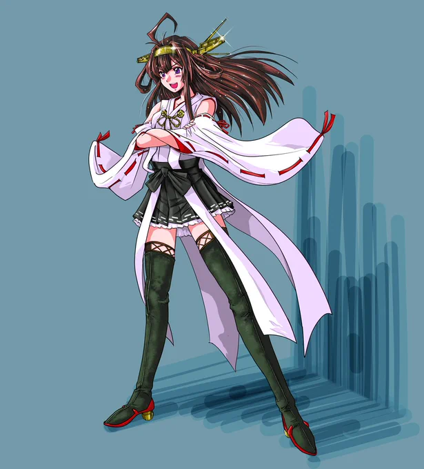 #みなさん2年前の今頃はどんな絵描いてましたか仁王立ち金剛さん嘘艤装部分も気が向いたときにちょこちょこ描いてはいますけどもw 