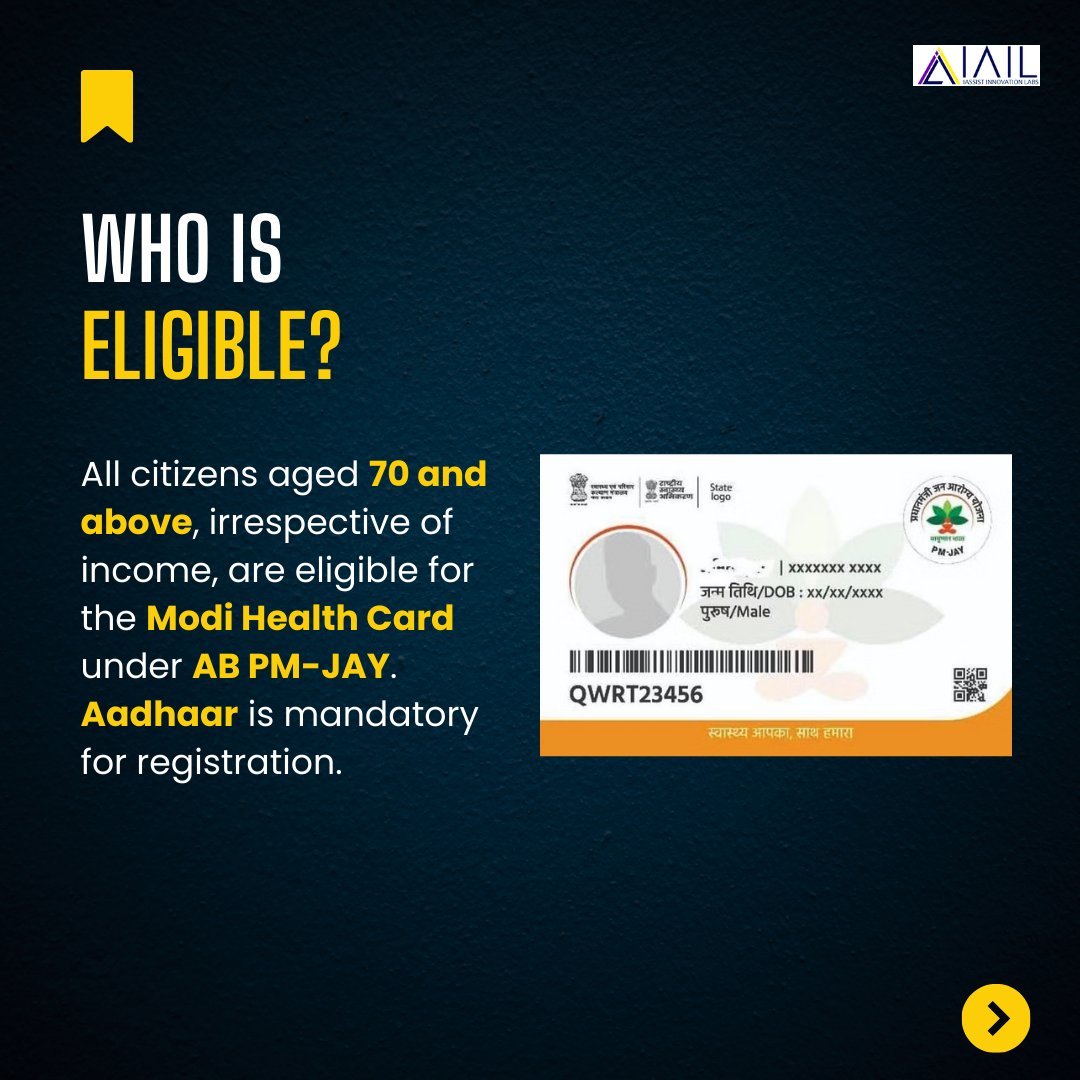 IassistL's tweet image. Wondering how senior citizens aged 70+ can secure ₹5 lakh in health coverage? The Ayushman Bharat Pradhan Mantri Jan Arogya Yojana (AB PM-JAY) now covers seniors, ensuring financial protection and access to quality healthcare.