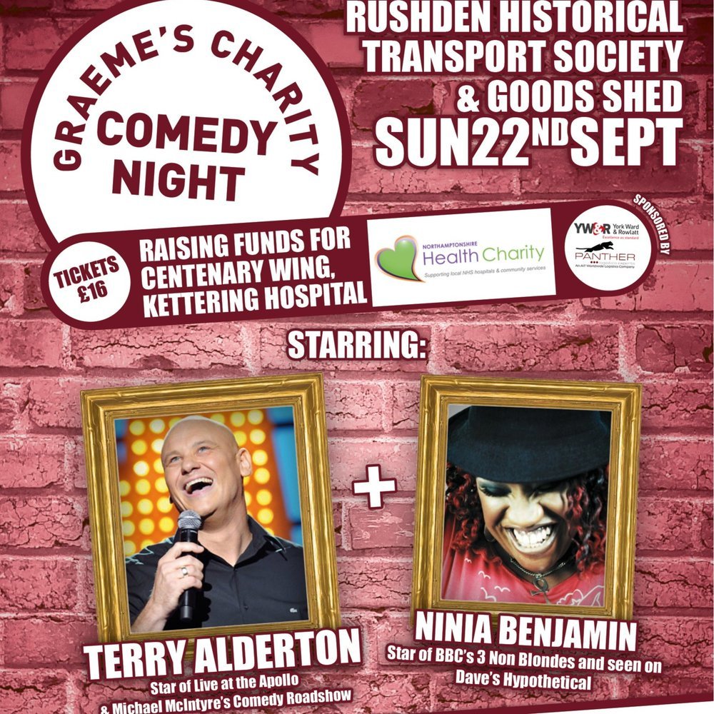 Castle Comedy (@castlecomedy) on Twitter photo Graeme's Charity Comedy Night
Only a few tickets left.
See Terry Alderton <a href="/ninia_benjamin/">ninia_benjamin</a> <a href="/IamRichWilson/">Rich Wilson</a> <a href="/MC_MIMIC/">Stephen Owen</a> <a href="/mrmarkrow/">Mark Row</a> & <a href="/Revillations/">Paul Revill</a> & raise money 4 Centenary Wing, Kettering Hospital
22nd Sept Rushden's Transport Society & Goods Shed.
thecomedycrate.com/northamptontic… Graeme's Charity Comedy Night
Only a few tickets left.
See Terry Alderton <a href="/ninia_benjamin/">ninia_benjamin</a> <a href="/IamRichWilson/">Rich Wilson</a> <a href="/MC_MIMIC/">Stephen Owen</a> <a href="/mrmarkrow/">Mark Row</a> & <a href="/Revillations/">Paul Revill</a> & raise money 4 Centenary Wing, Kettering Hospital
22nd Sept Rushden's Transport Society & Goods Shed.
thecomedycrate.com/northamptontic…