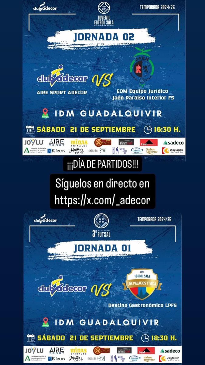 ⚽️ Día de partidos!!!!

Sigue el minuto a minuto a través de nuestra cuenta 💙

#VAMOSAZULINOS