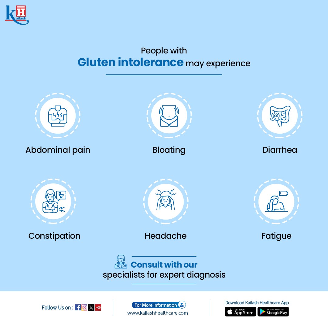KailashHealth's tweet photo. Feeling bloated, fatigued, or experiencing digestive discomfort after eating gluten? You might be sensitive to it! Learn more about gluten intolerance and how to manage symptoms!
Consult our Doctors: https://t.co/3PxoApNce8
#glutenfree #glutenintolerance #health #bloating https://t.co/ZNBWYlpMGi