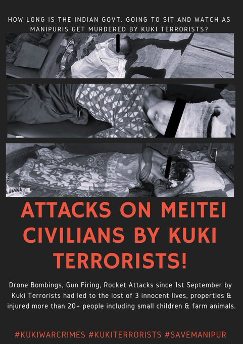 LaishramDeepika's tweet photo. 🔴 Rise Against the Brutality inflicted by #KukiTerrorists on the innocent people of #Manipur in their ruthless quest for #Kukiland! 
Why is #Manipur abandoned to face this terror on its own? The world cannot stay silent any longer! 

 #ManipurUnderSiege #EndTheViolence #SupportManipur @ramindesai @VladAdiReturns #NarcoTerrorism #Manipur #KukiTerrorists #SaveManipur #Meiteis #Noseparateadministration #ManipurViolence @narendramodi @PMOIndia @HMOIndia @AmitShah @NBirenSingh @TOIIndiaNews @ANI @ndtv #Manipur #kukiChinInfilterators #Kuki_Anti_Nationalist #ManipurFightsBack #DrugsHataoBharatBachao #SaveMeiteiSaveIndia #Kuki_ZoEngineeredViolence @TheWarOnDrugs