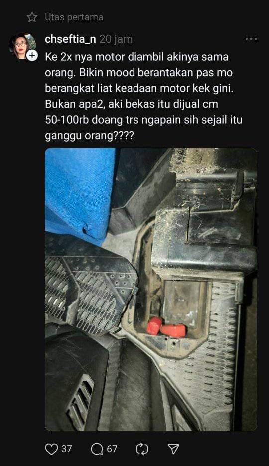 danin69's tweet photo. Nah kan bener kejadian. Entah ini designer @welovehonda kepikiran apa ngga sm kreativitas maling yg makin receh aja targetnya https://t.co/B5QvICbUcD