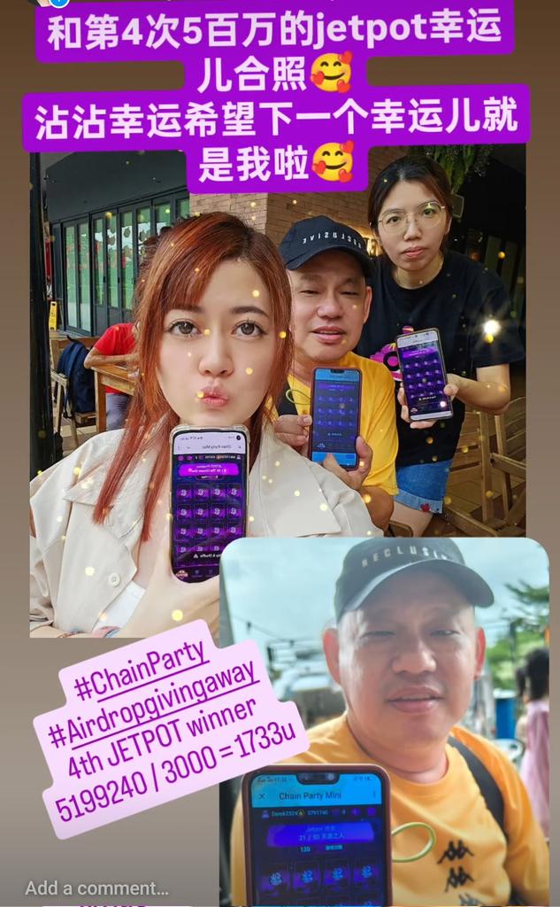 Joeyooi520220's tweet photo. @ChainPartyXYZ
#ChainParty
#AirdropgivingAway
#Gamefi
#JETPOT https://t.co/mC3rzydPfI