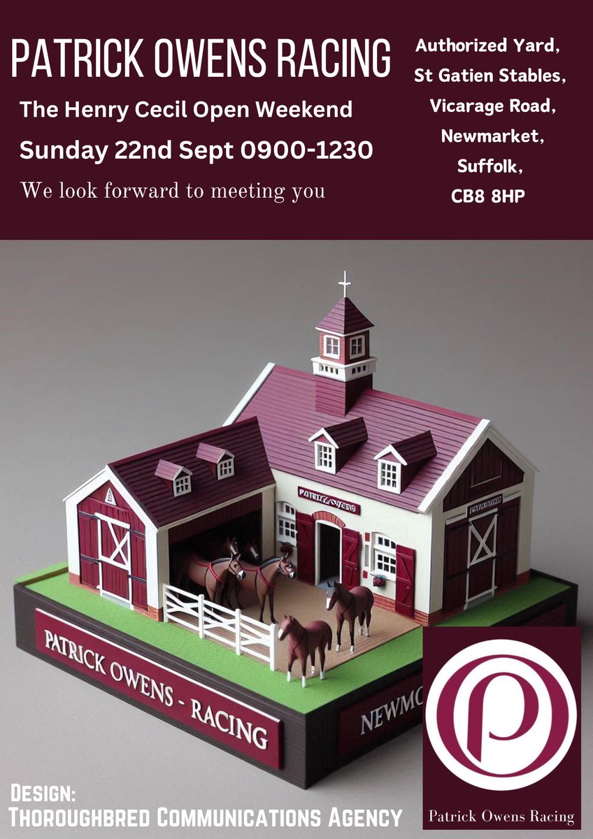 ThoroughbredCom's tweet photo. All set for tomorrow with @patowensracing at 
Make sure to come and visit speak to Patrick, see the horses, ride the Equicizer, have a tea, coffee &amp; cupcake (vegan &amp; gluten free options available) 
as part of the Henry Cecil weekend 
Sunday 22nd Sept
Yard open 0900-1230 🏇🏻 https://t.co/aQ0jQSj5ZJ