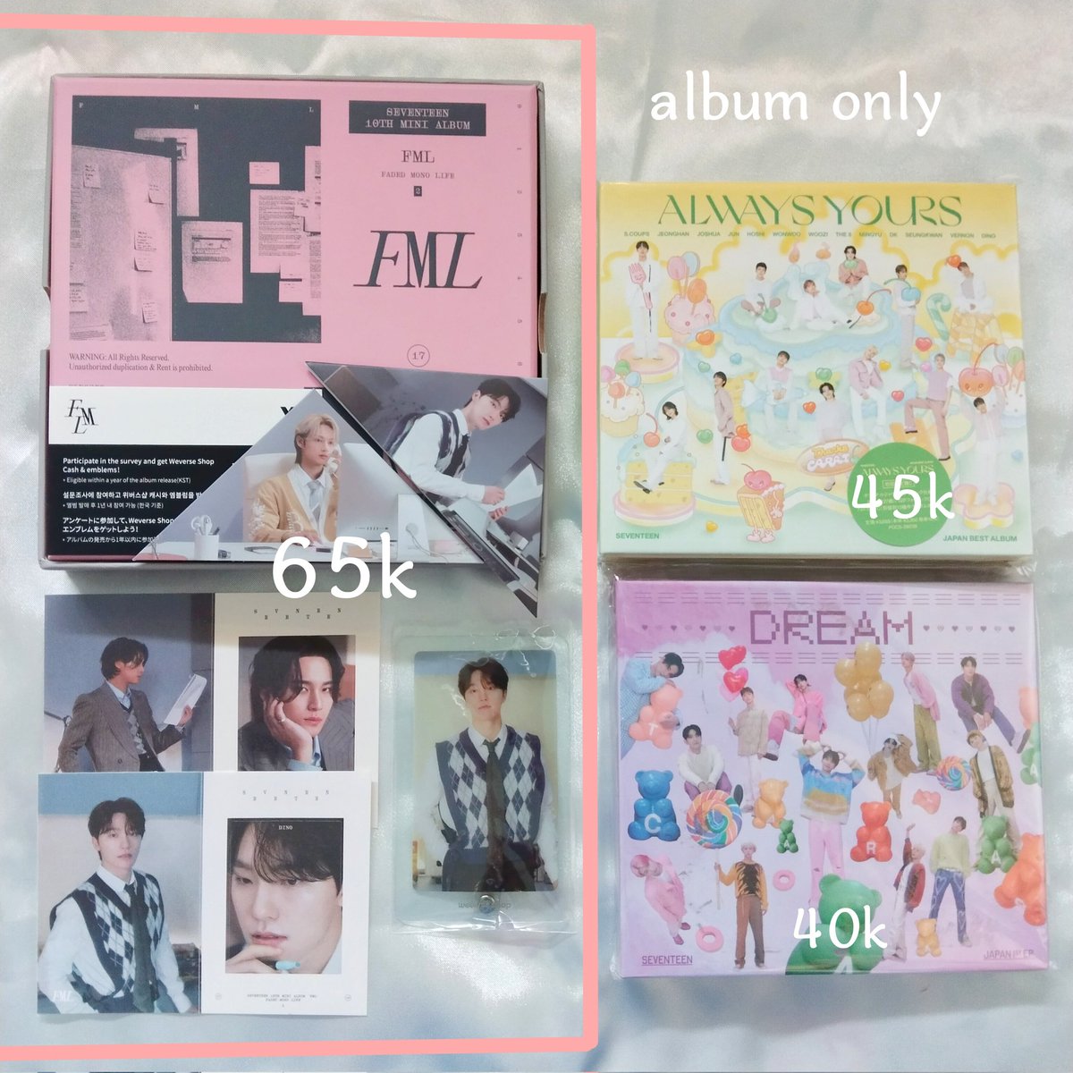 masseokmin's tweet photo. ⊹ rt &amp; like are apreciated ⊰ ֹ .. 

— wts aab seventeen 

🇮🇩 Ina only
🏷️ price on pict 
🎀 booked with dp 
✅ incl all
🏡  Jabar 

tags. wts lfb pc dk selca cafe caratland 2023 gameboi rpc hear ver sk album only fml pink reg album only jp dream &amp; always yours sector17 https://t.co/TWBEL5s2lO