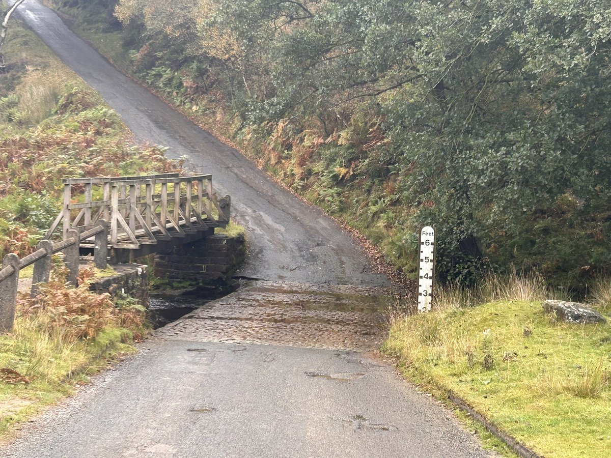 What a morning 🌧️ everyone is well underway. The fog over the moor has lifted which is most welcome; groups are stopping in different places for lunch. 
I’ve taken a photo of a great little ford and pedestrian bridge for our Engineers out this weekend…every day is a school day