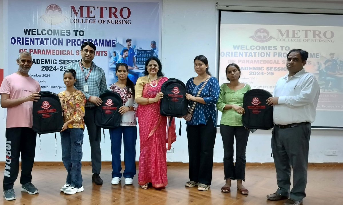 MetroCollege1's tweet photo. Metro College of Nursing, Greater Noida, organized an Orientation Programme on 13th Sept 2024 for newly admitted paramedical students, focusing on academics, responsibilities, and professional behavior.

#OrientationProgramme #MetroCollegeOfNursing #BrightFuture #MedicalCareer https://t.co/wUJofloOol