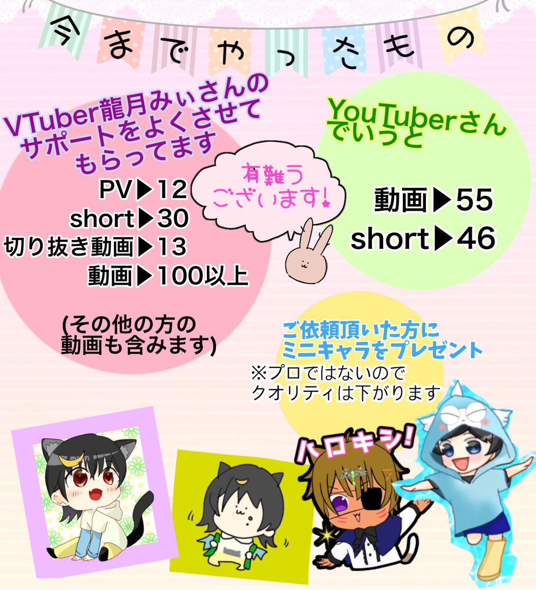 toganouke's tweet photo. この度、切り抜き動画を承る事に致しました❣️
金額が発生するので悩んでいましたが、コツコツ制作した数も増えてきたので、一般公開します。
相場の3割くらいなので、ご相談などもお気軽にDMでどうぞ(*  ˊ꒳ˋ*)
 #切り抜き動画 #有償依頼 https://t.co/eh4WvRozD4