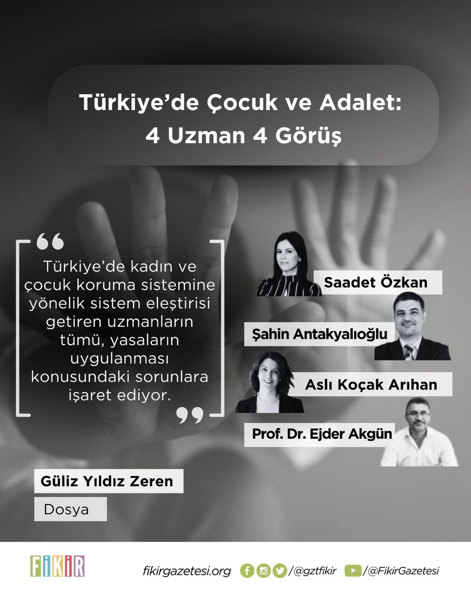 Fikir Dosya | Türkiye’de Çocuk ve Adalet: 4 Uzman 4 Görüş

💬 İhmal ve eksikler nasıl giderilmeli?

💬 Çocuk koruma sistemi nasıl kurulacak?

💬Medya sınırı aşıyor mu?

💬 Devlet kusurlu olmadığında da sorumludur...

🖋️ Güliz Yıldız Zeren (<a href="/GulizYildizrn/">GülizYildizrn♀️</a>) 

<a href="/ucansupurgeukff/">Uçan Süpürge Vakfı-Flying Broom</a>