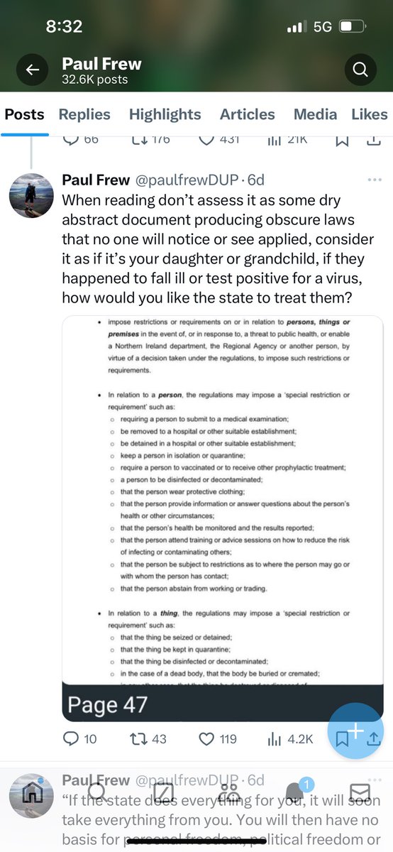 paulfrewDUP's tweet photo. With current consultation on new public health bill, I hope folk now realise why i was warning them for the past four years &amp; how I have been right to fight against draconian law all along. 

Be careful what you tolerate. You are teaching people how to treat you

Its not too late https://t.co/OJazOTuFhv