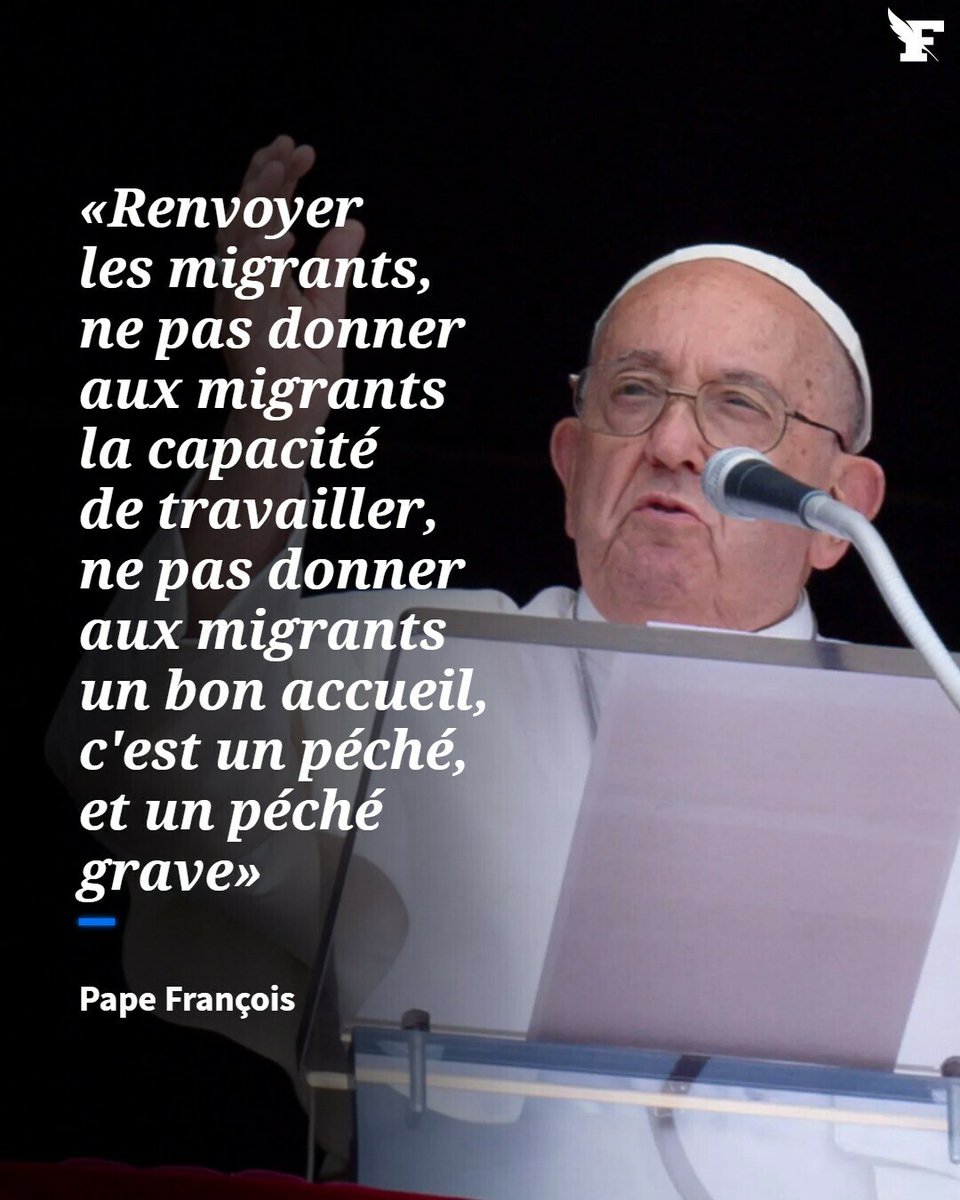 Le_Figaro's tweet image. «Qui ne prend pas soin du migrant commet un manquement, c'est un péché. Et c'est un péché aussi contre la vie et contre les gens.»
→ l.lefigaro.fr/Myk