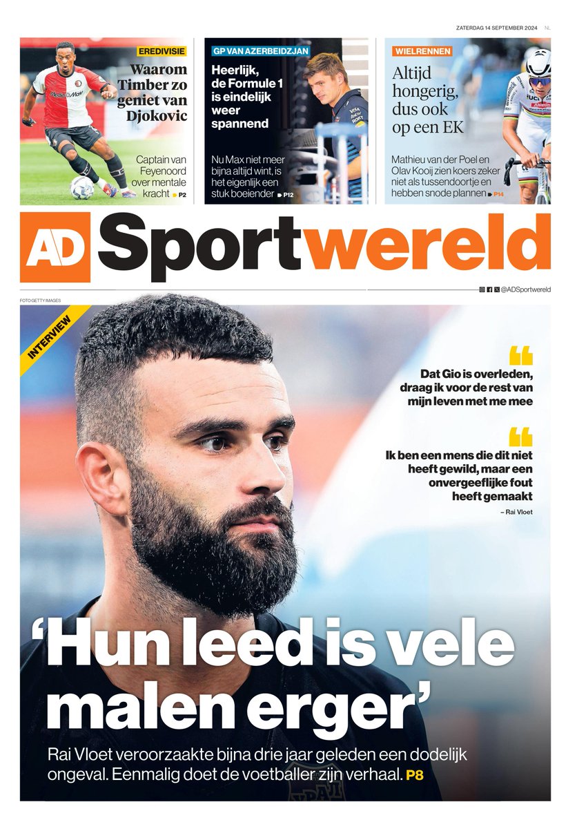 franser_real's tweet photo. #primapagina #Sportwereld #edicola #rassegnastampa #Sportiva #14settembre https://t.co/xfDR2pMWuO