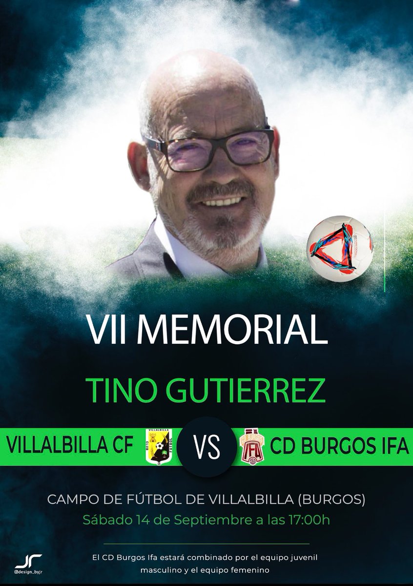 design_byjr's tweet photo. VII Memorial Tino Gutiérrez partido entre #villalbillacf vs @BurgosIFA esta tarde a las 17h https://t.co/CjctoSXYww