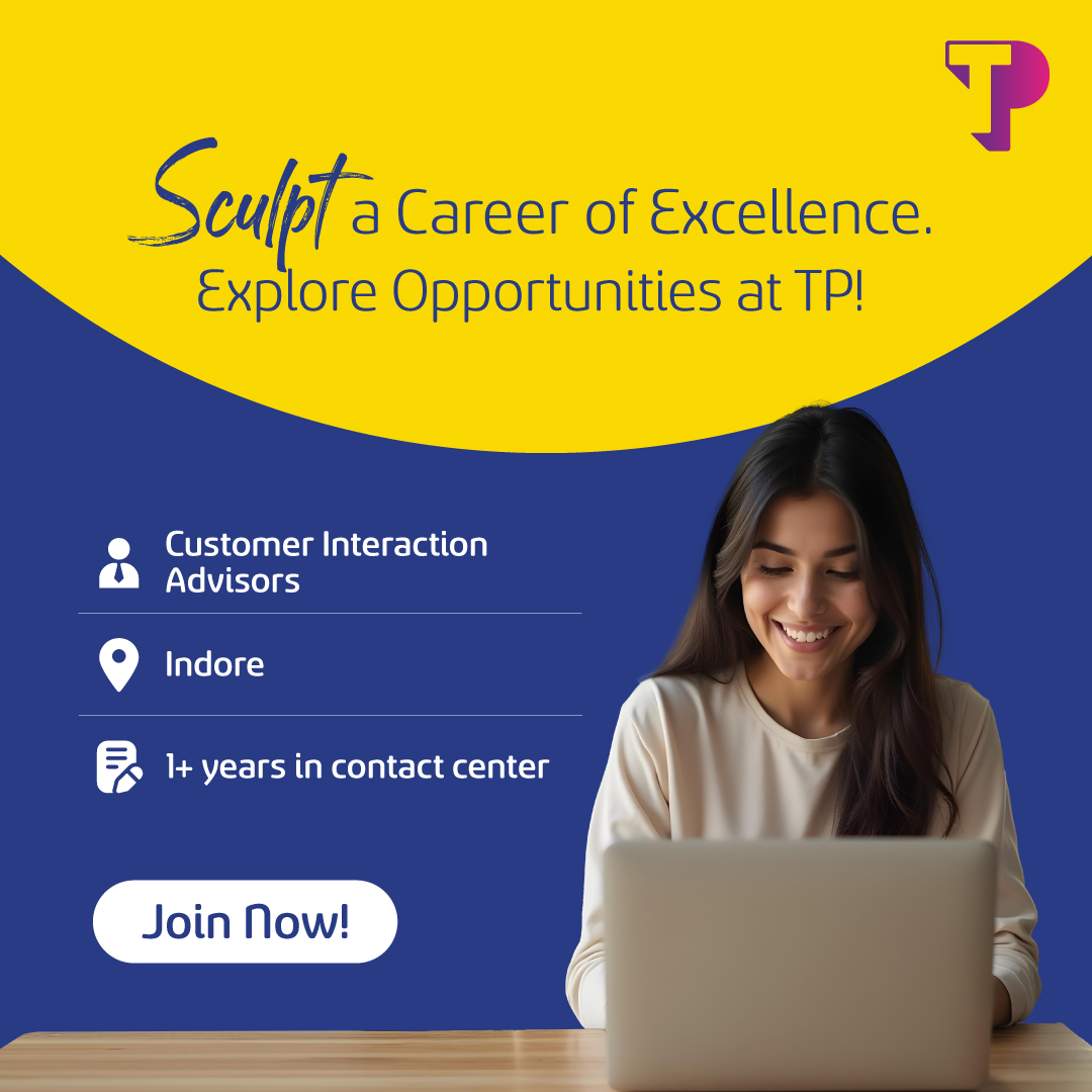 WeAreTPinIndia's tweet photo. Explore roles and submit your application at https://t.co/fVLPiN7fW1.

We are looking for passionate people who have excellent communication abilities in both English and Hindi, are adaptable to varying shift schedules, and conflict management.

#TPIndia #TPCareers #JobsinMP https://t.co/8vrlWQgUgj