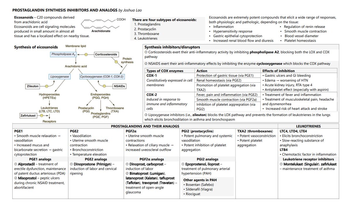 JOSHtice_League's tweet image. nagtatanong ako sa interns ko about prostaglandin based drugs tas parang medj rusty na knowledge nila so gumawa ako ng handout for them for monday. share ko na rin dito