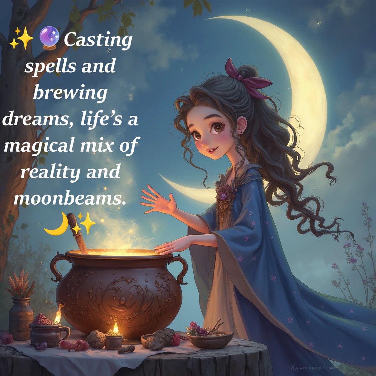 SpellsMagick's tweet photo. ✨🔮 Casting spells and brewing dreams, life’s a magical mix of reality and moonbeams. 🌙✨ #WitchyVibes #SpellCasting #MagicAndMystery #MoonlightMagic https://t.co/VbpmhI6DS5