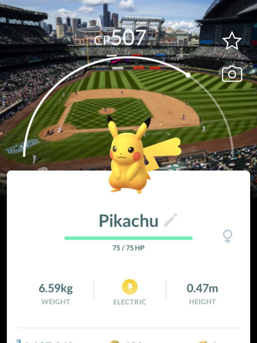 I caught a bunch of exclusive pikachus at the mariners game tonight. If anyone is going to twitch con and wants to trade for one, lmk

#Pokemon #PokemonGO #Mariners #TwitchCon