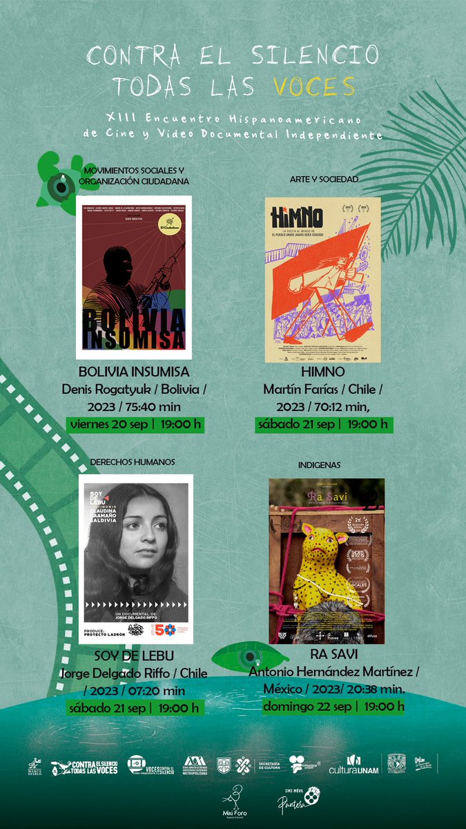 Cine_Pantera's tweet photo. 🥳Compartimos parte de la programación de la selección oficial🎞️ del XIII ENCUENTRO DE CINE Y VIDEO INDEPENDIENTE CONTRA EL SILENCIO  #TodasLasVoces🗣️, en 📌MixiForo https://t.co/mhP6SUg3Xa

ENTRADA LIBRE🎫 https://t.co/whTYIRxql2
