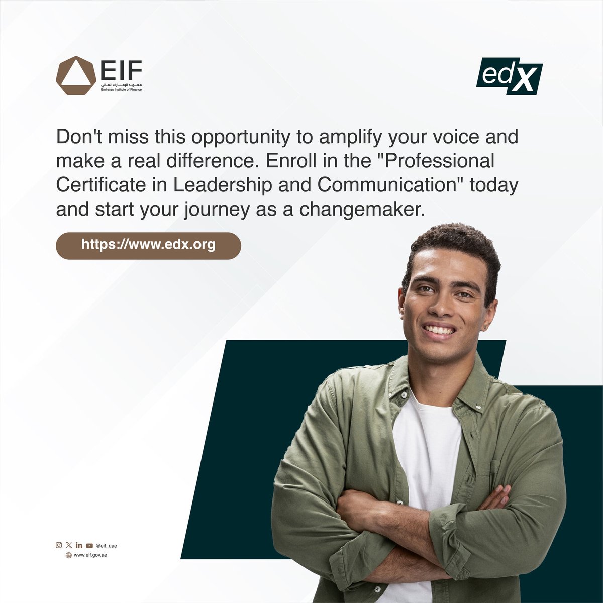 EIF_UAE's tweet image. Master authority dynamics to unlock exceptional leadership. 

Enroll in the edX course today and master the nuances of authority for greater impact. ➡️: bit.ly/3MIb4PZ

@Harvard @edXOnline
 
#leadershipdevelopment #communication #authoritydynamics #edX #EIF