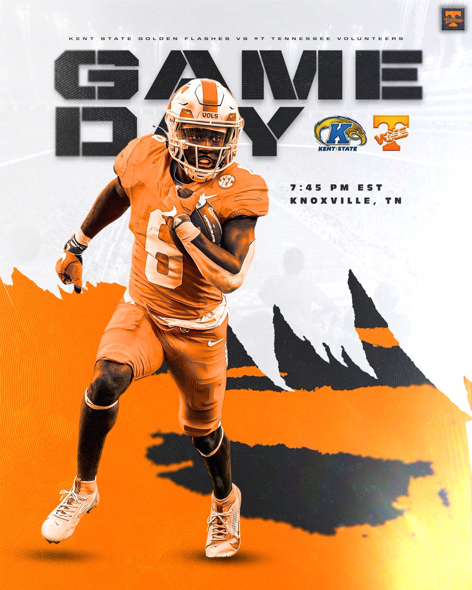 GAMEDAY VS. KENT STATE!!! 🍊🍿

The #7 Tennessee Volunteers will take on the Kent State Golden Flashes tonight at 7:45 PM EST in Knoxville, TN. 

The Vols will look to start out 3-0 on the season before starting conference play next weekend. The biggest goal for this game is to