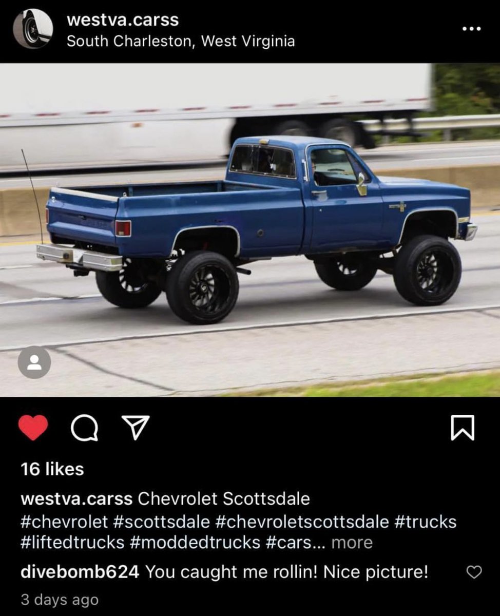 divebomb624's tweet image. Ol Blue 😢 loved that old truck but thanks to inflation I had to trade it off. #votingtrump #chevy #squarebody #k10