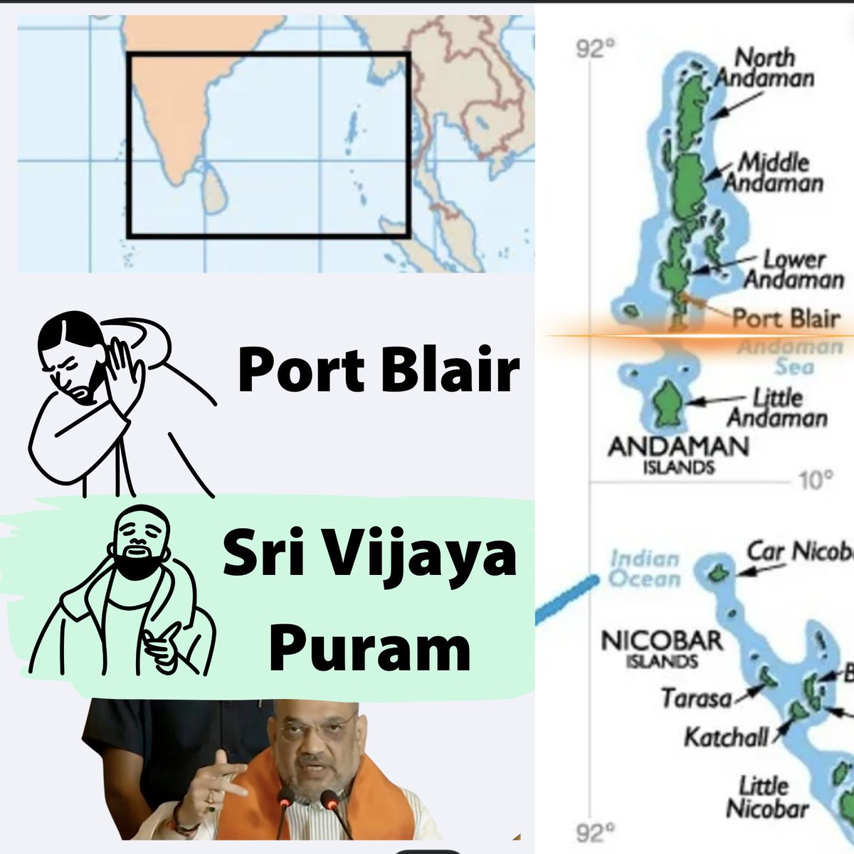 Mrunal_Patel's tweet image. Port Blair renamed as Sri Vijaya Puram #Geography #UPSC