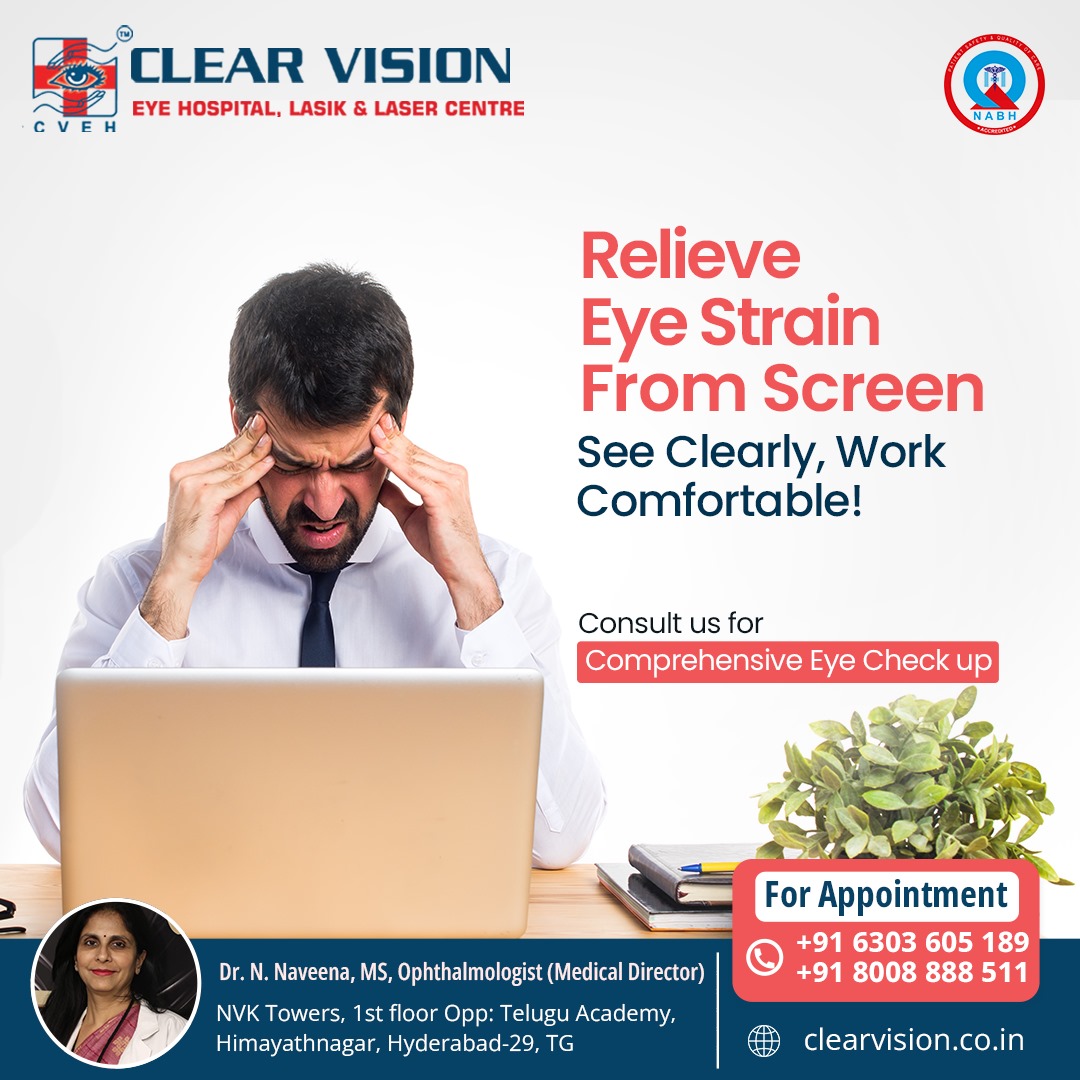 lasik_surgeon's tweet image. Relieve your eyes from the strain of screens! 👀💻
See clearly and work comfortably with ease.
Don’t let eye strain affect your productivity—schedule a comprehensive eye check-up with us today! 🏥
'
'
'

 #ComprehensiveEyeCheckup #ClearVision #EyeHealth #cveh #drnaveena