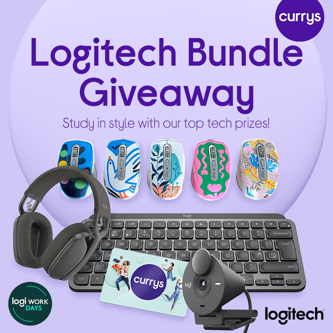Final day of #LogiWORKDays! Win a Limited Edition MX Anywhere 3S Mouse by artist Natalie Byrne, MX Keys Mini Keyboard, Brio 300 Webcam, Zone Vibe 100 Headset, and a £200 Currys voucher 🤑

Simply like this post, follow <a href="/currys/">Currys</a>, and tag a friend to enter 🤞

Comp ends 14/09
