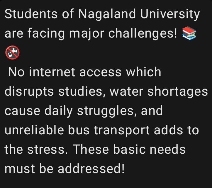 ArujGoswami's tweet photo. Hashtag:-
#NoMoreEmptyPromises
#FightForFacilities
#FixNUSETNow
#StudentRightsMatter
#UpgradeNUSET
#FacilitiesForFuture
#DemandBetterNUSET
#StudentsDeserveBetter
#Nagaland #Kohima https://t.co/wmgAQ3ViI6