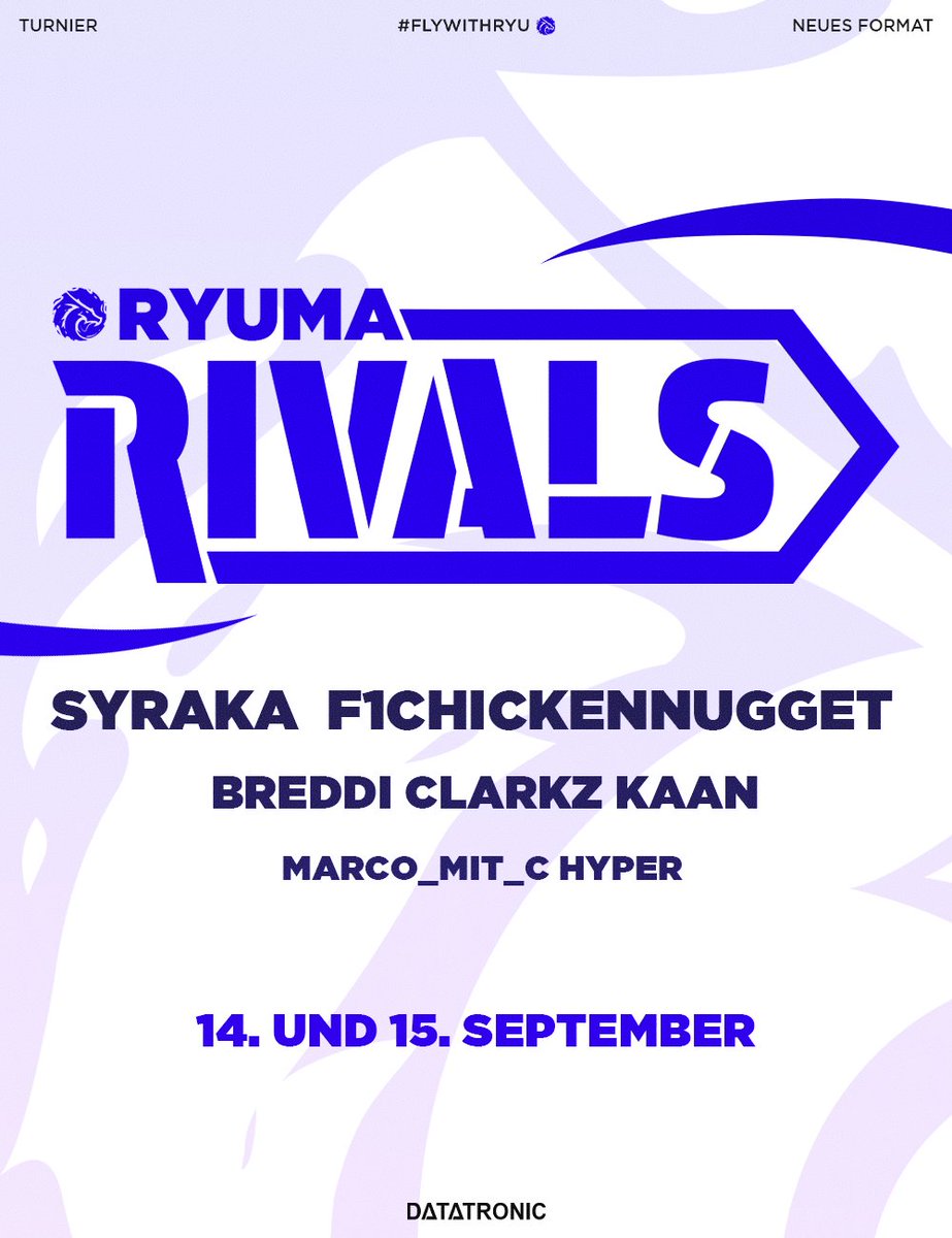 Heute ab 14 Uhr werden die Milchmische Ultras ins Halbfinale der Ryuma Rivals einziehen😏

twitch.tv/breddii

Shoutout an <a href="/SteffenHyperK/">Steffen ‚HYPER‘ K.</a> für das Design.