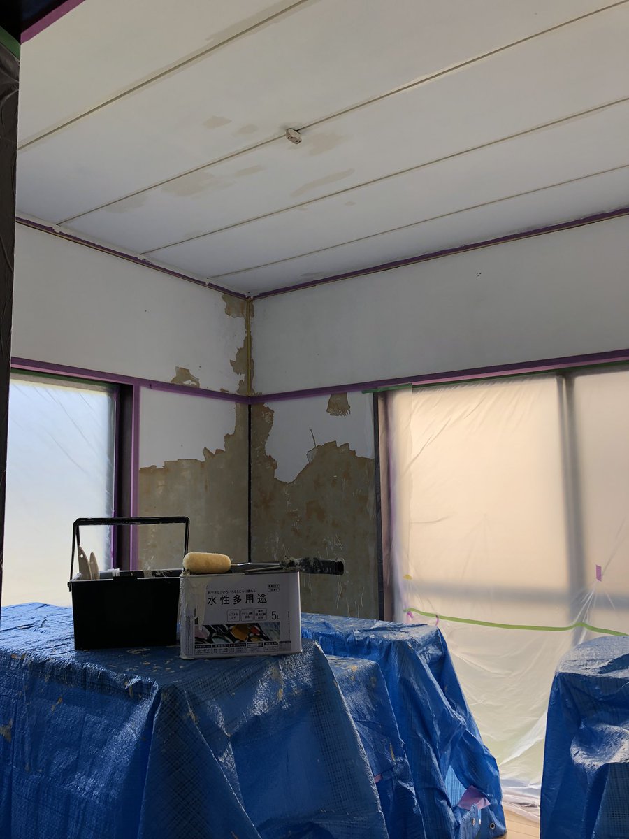 今から天井の3度目塗り🙌
真っ白になる予定です😊