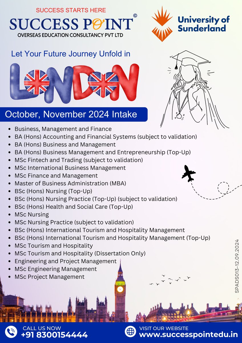 successpointedu's tweet image. 70% in HSC. Without interview. Sunderland University's September 2024 intake is now open for applications. #NoInterviewNeeded #withoutinterview #nointerview #70%inHsc #october2024intake #november2024intake #sunderlanduniversity #successpoint