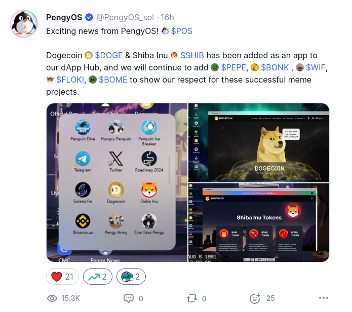PengyOS_sol's tweet photo. Pengy goes viral on @coinmarketcap once again! 🐧

It’s only a matter of time before we make it.✨

PengyOS keeps pushing forward—web3 & memes merged, are the future of Solana.💎

Don’t miss out, grab some $POS now and join the flock!

B8vV6An7xFF3bARB1cmU7TMfKNjjes2WvY7jWqiRc6K6

@w0lf0fcrypt0 @kofithetrader @wallstreetbets @toly @pumpdotfun @CryptoWizardd @jakegagain @blknoiz06

#SAGA #Android #ChromeOS #Web3 #POS #memecoin #solana #crypto