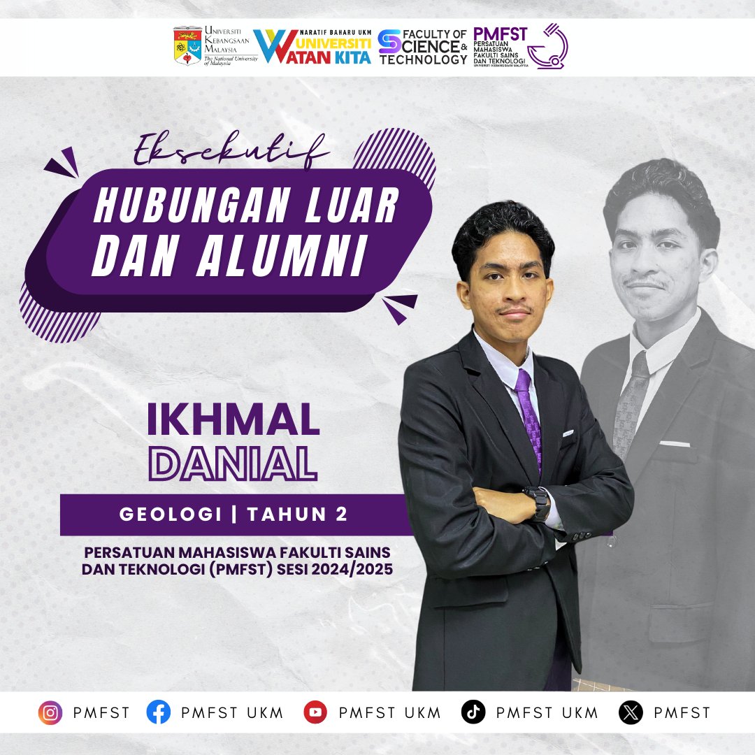 pmfst's tweet photo. [BARISAN KEPIMPINAN
PERSATUAN MAHASISWA FAKULTI SAINS DAN
TEKNOLOGI SESI 2024/2025]

Memperkenalkan barisan kepimpinan Persatuan Mahasiswa Fakulti Sains dan Teknologi (PMFST)  Sesi 2024/2025. https://t.co/Tk96BImzsu