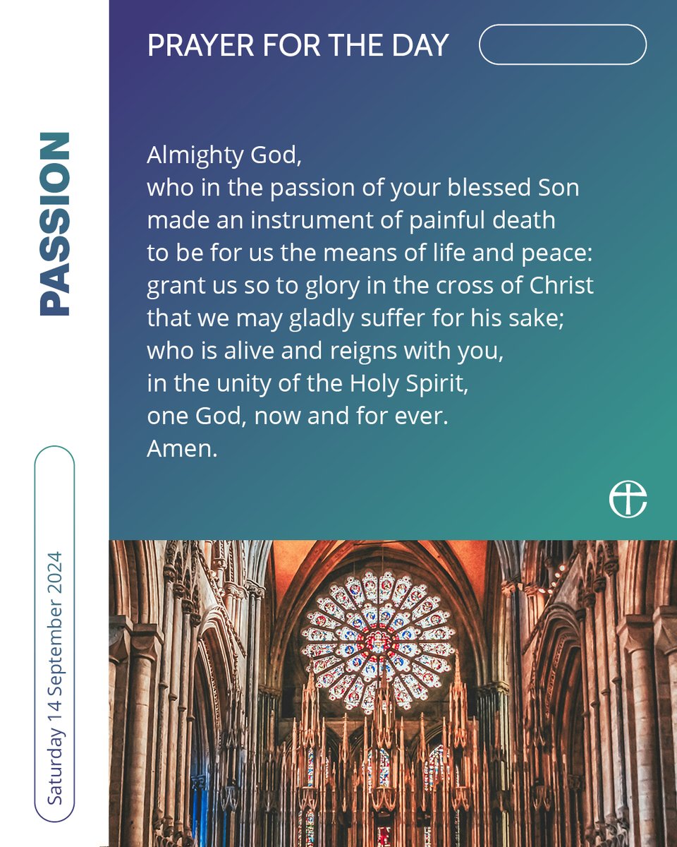 churchofengland's tweet photo. Today we mark Holy Cross Day. ✝️ 

Today's prayer is available in plain text and audio formats at https://t.co/Rn4jDVCRSG. https://t.co/SxzYdN2Iif