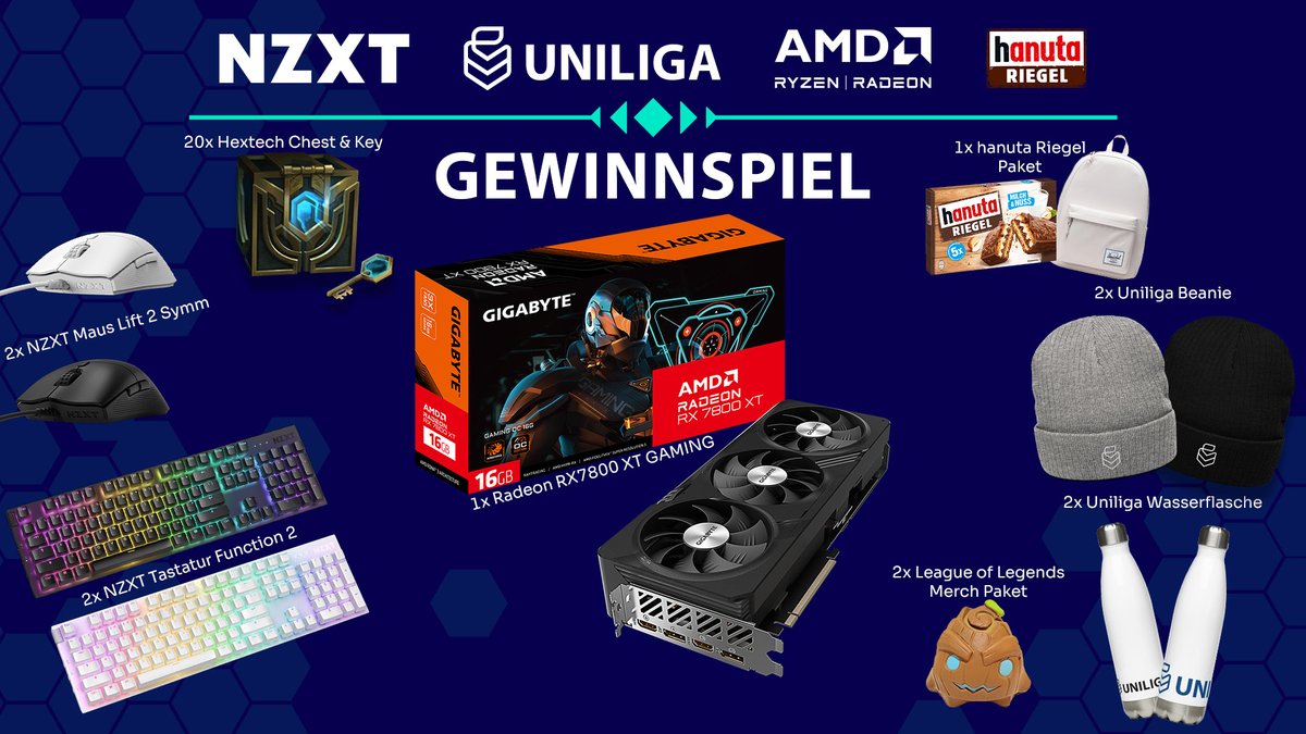 Uniliga (@uniligagg) on Twitter photo Ihr wollt während unserer Finals tolle Preise von unseren Partnern <a href="/NZXT_de/">NZXT Deutschland</a> & <a href="/AMD_Deutschland/">AMD Deutschland</a> absahnen? Dann macht bei unserem #Gewinnspiel mit:
gleam.io/yFiWS/finals-g…
Folgt dazu dem Link und erfüllt so viele Challenges wie möglich, um eure Chancen zu erhöhen! Viel Ihr wollt während unserer Finals tolle Preise von unseren Partnern <a href="/NZXT_de/">NZXT Deutschland</a> & <a href="/AMD_Deutschland/">AMD Deutschland</a> absahnen? Dann macht bei unserem #Gewinnspiel mit:
gleam.io/yFiWS/finals-g…
Folgt dazu dem Link und erfüllt so viele Challenges wie möglich, um eure Chancen zu erhöhen! Viel
