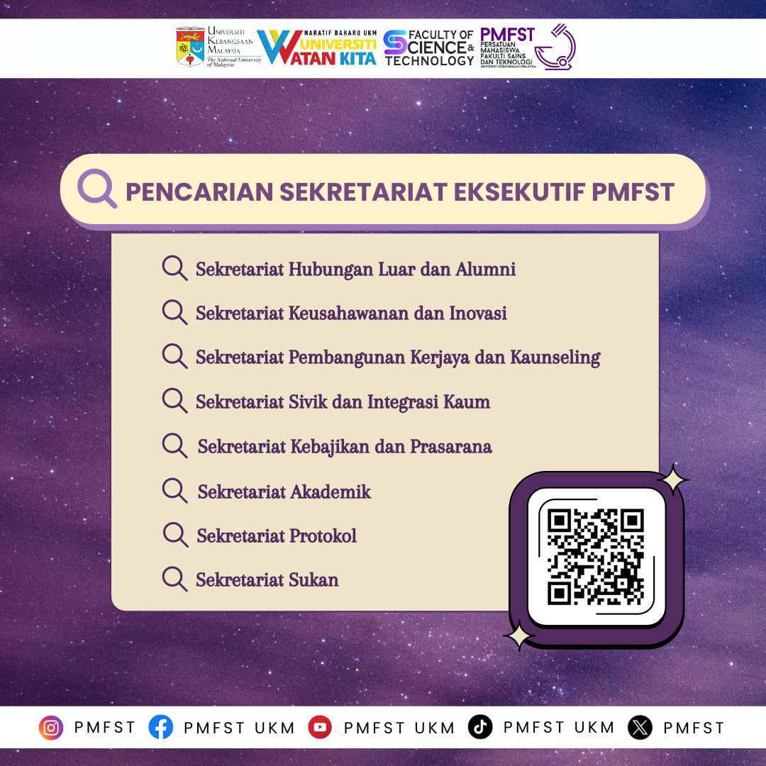 pmfst's tweet photo. [PENCARIAN SEKRETARIAT EKSEKUTIF PMFST SESI 2024/2025]

Berikut merupakan linktree kepada semua sekretariat yang ditawarkan oleh PMFST bagi sesi 2024/2025

🔗https://t.co/AfV8S7lBeP

📍 Terbuka kepada pelajar Tahun 2 &amp; 3 FST SAHAJA
📍 Tarikh Tutup Permohonan : 26 September 2024 https://t.co/cOUztF0mp1