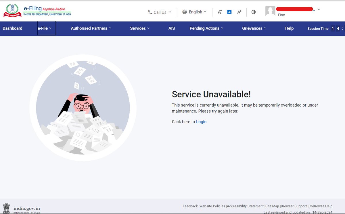 E-Pay tax tab is not working today

Advance Tax Payment last date is 15-09-2024

<a href="/IncomeTaxIndia/">Income Tax India</a>