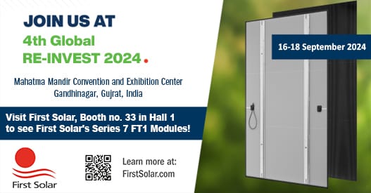 #FirstSolar is proud to sponsor #REInvest2024 in Gujrat, India! Mark your calendars and join us there! 
bit.ly/4cYSYE5

#MakeInIndia #ResponsibleSolar #Series7