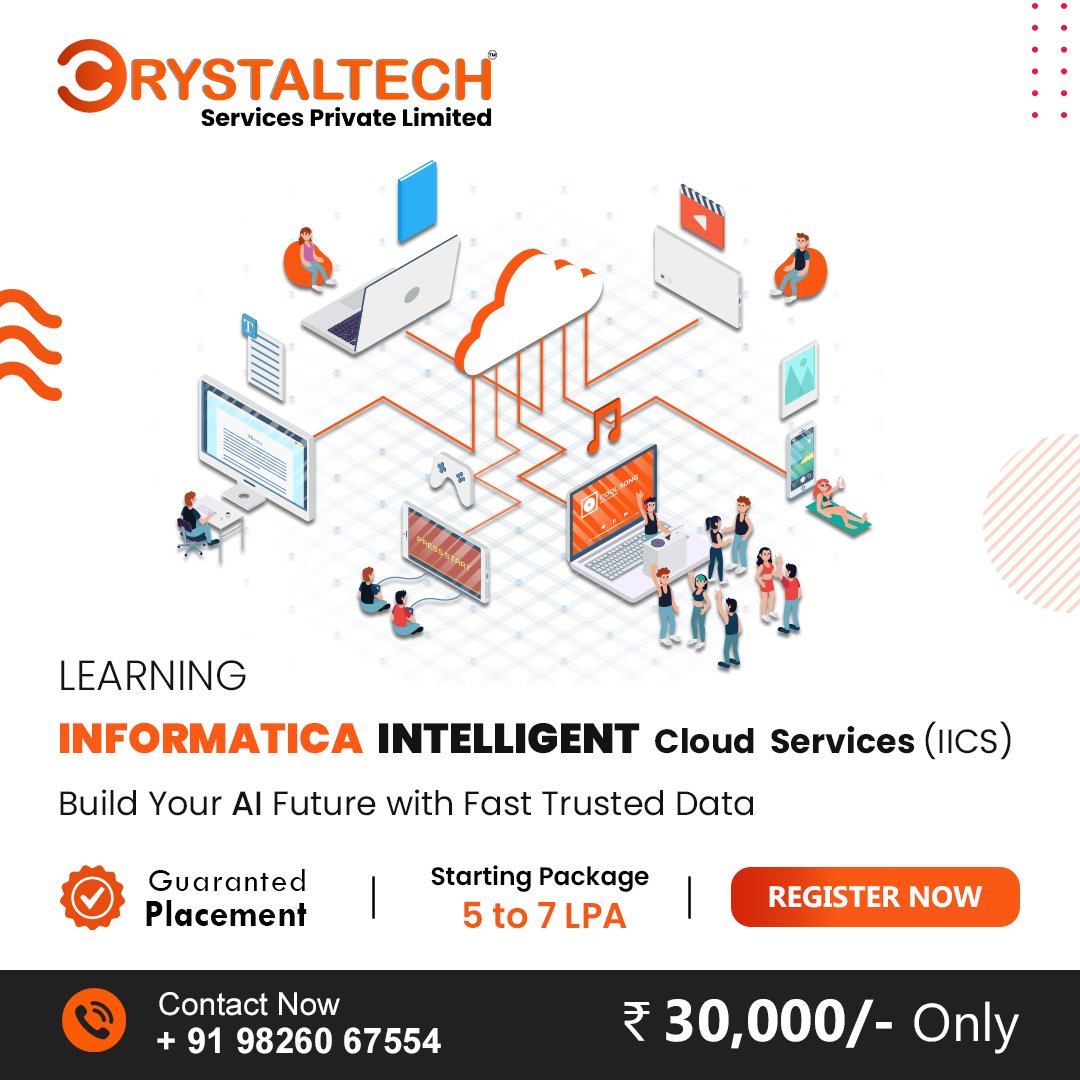 crystaltech_ltd's tweet image. Greetings From Crystaltech Services Private Limited
IICS is cloud compatible and can work seamlessly in Single Cloud, Multi-cloud, and even Hybrid Cloud environments.
Website: crystaltechservices.com
#skillstrainer #softskillstrainer #pythontrainer #javatrainer #iics