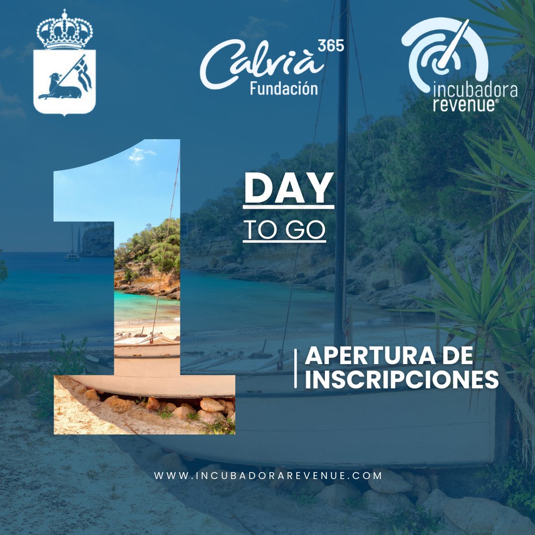 Estamooosss a 1 sólo día!!! Mañana se abren las plazas para asistir (para los más rápidos esta noche a las 00.00) ;-) al Evento Organizado por la Fundación Calvià 365 de la mano del Ayuntamiento de Calvià e Incubadora Revenue.

Más info-> bit.ly/Calviadestinor…