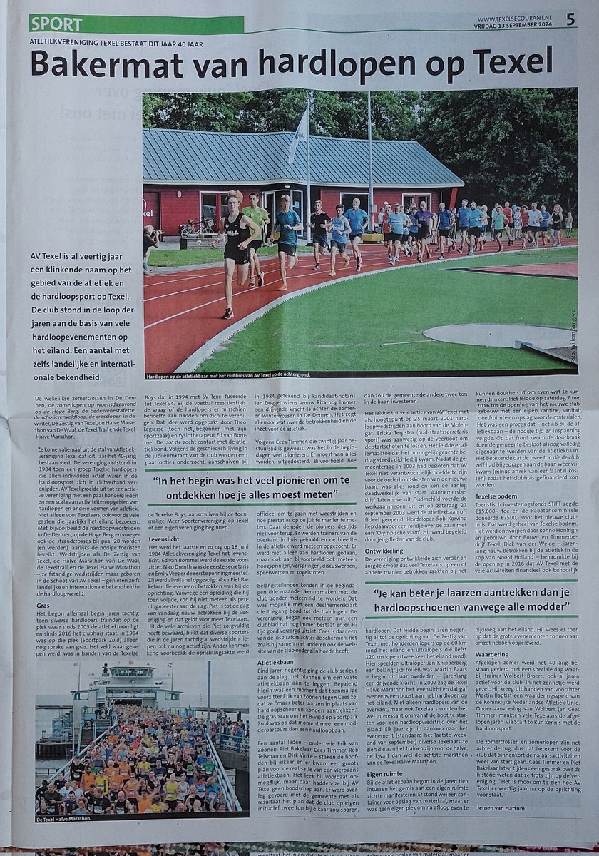 40 jaar AV Texel beschreven in de Texelse Courant.